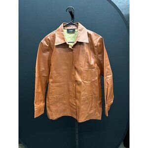 Cider Brown Faux Leather Shacket